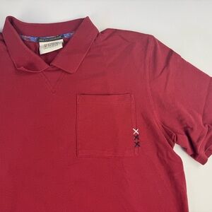 Scotch & Soda Amsterdam Medium Mens Polo Shirt Red Waffle Knit Cotton Casual